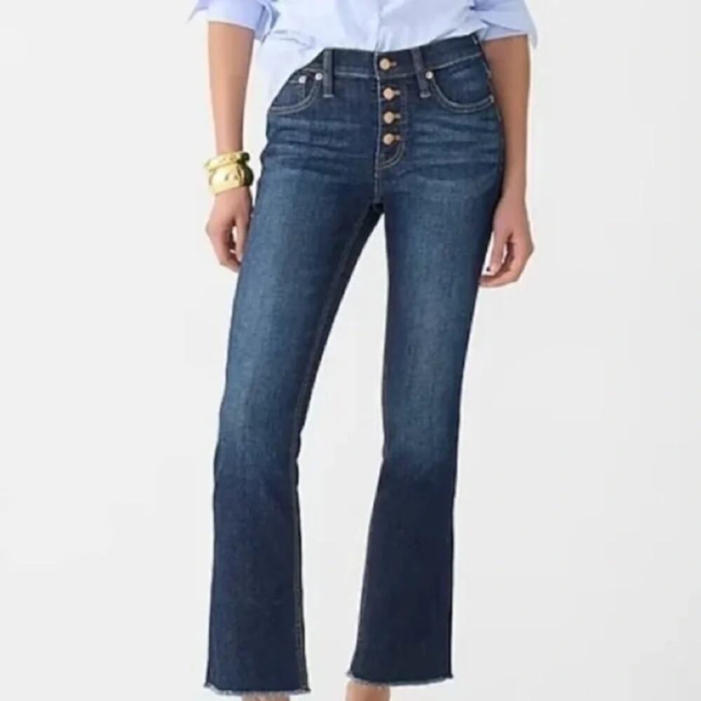 J.Crew Denim Billie Demi Boot Crop Button Fly Raw Edge Jeans | 28